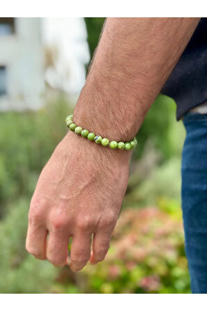 8 Mm Kanada Yeşim Taşı Erkek Kadın Doğal Taş Bileklik A Kalite