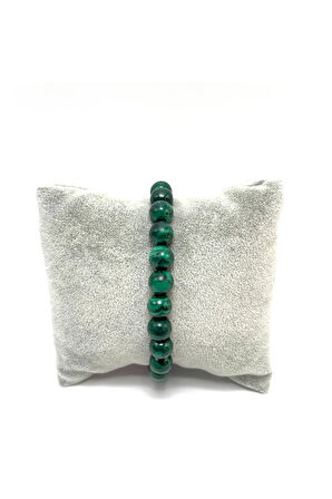 Sertifikalı Malakit 8mm Elastik Misinalı Doğal Taş Bileklik