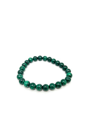 Sertifikalı Malakit 8mm Elastik Misinalı Doğal Taş Bileklik