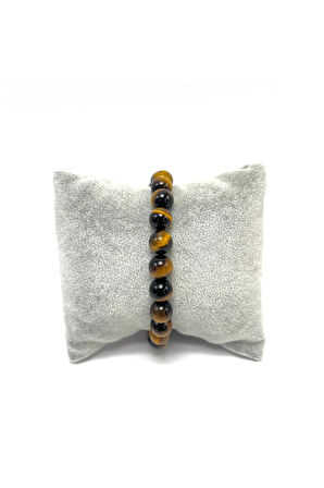 Sertifikalı Kaplan Gözü 8mm Elastik Misinalı Doğal Taş Bileklik