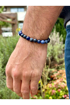 8 Mm Sodalit Taşı Erkek Kadın Doğal Taş Bileklik A Kalite