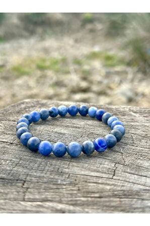 8 Mm Sodalit Taşı Erkek Kadın Doğal Taş Bileklik A Kalite