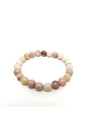 Sertifikalı Pembe Opal 8mm Elastik Misinalı Doğal Taş Bileklik