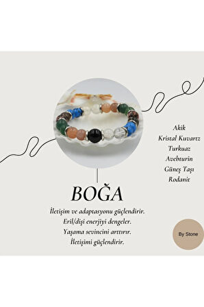 Boğa Burcu (Kadın) Doğal Taş Burç Bilekliği | Sertifikalı