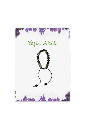 Ayarlanabilir İpli Parlak Yesil Akik Doğal Taş Bileklik