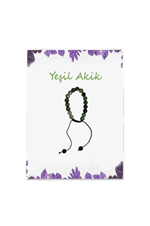 Ayarlanabilir İpli Parlak Yesil Akik Doğal Taş Bileklik