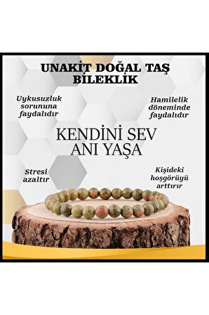 Sertifikalı Unakit Doğal Taş Bileklik 8 Mm - B852
