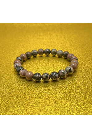 Sertifikalı Rodanit 8mm Elastik Misinalı Doğal Taş Bileklik