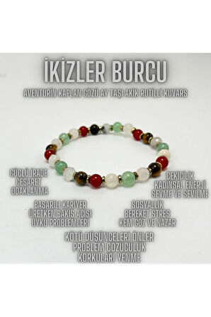 SERTİFİKALI İKİZLER BURCU DOĞAL TAŞ BİLEKLİK 6mm