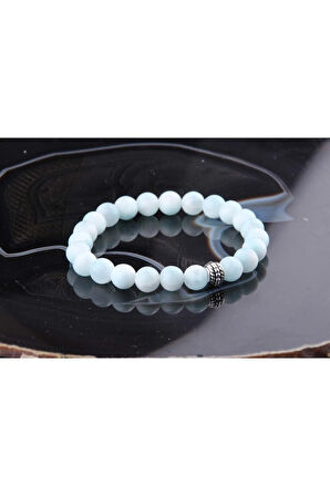 Sertifikalı Larimar Doğal Taş Bileklik 8 mm B880