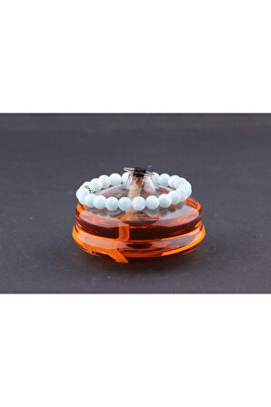 Sertifikalı Larimar Doğal Taş Bileklik 8 mm B880