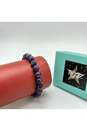 Sertifikalı Lepidolit 8mm Elastik Misinalı Doğal Taş Bileklik