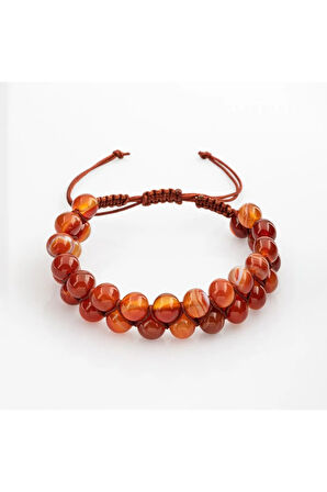 Madagaskar Akiği 8mm Çift Sıra Makrome Doğal Taş Bileklik