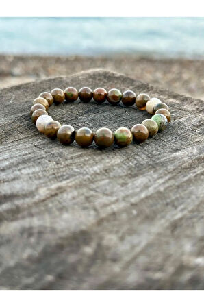 GÖKÇEADA Doğaltaş Yeşil Opal Taşı Bileklik