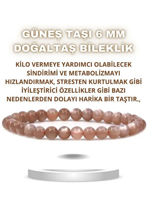 Güneş Doğal Taş Bileklik 8 Mm ( Kilo Vermeye Yardımcı ) Aa Kalite