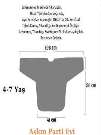 4-7 Yaş Zoo Sıvı Geçirmez Makinede Yıkanabilir Uzun Kollu Çocuk Faaliyet Aktivite Boyama Önlüğü