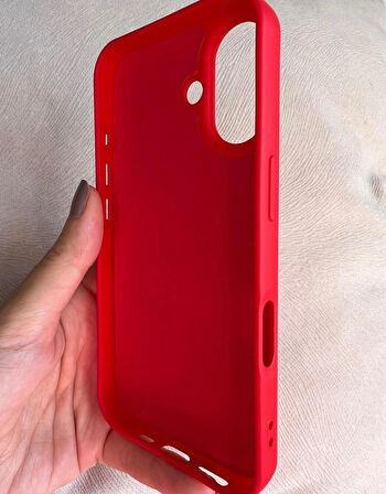 iPhone 16 PLUS İçi Kadife Logolu Silikon Lansman Kılıf
