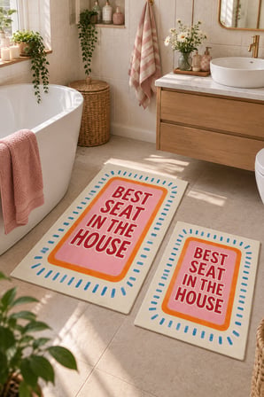 Digital Baskı Yıkanabilir Kaymaz Taban 2li Banyo Paspas Takımı 40x60 60x100