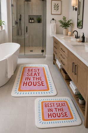 Digital Baskı Yıkanabilir Kaymaz Taban 2li Banyo Paspas Takımı 40x60 60x100