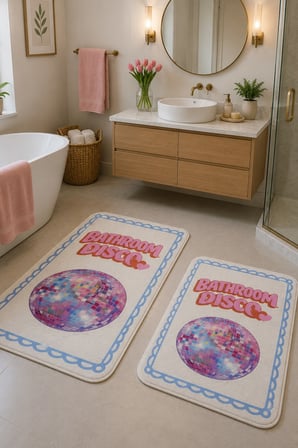 Digital Baskı Yıkanabilir Kaymaz Taban 2li Banyo Paspas Takımı 40x60 60x100
