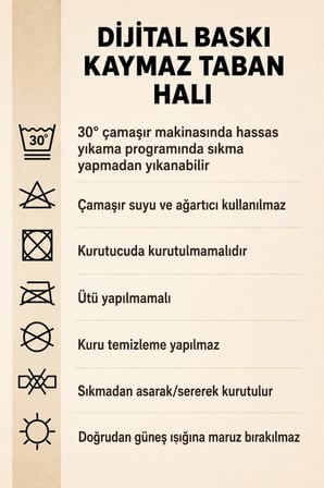 Digital Baskı Yıkanabilir Kaymaz Taban 2li Banyo Paspas Takımı 40x60 60x100