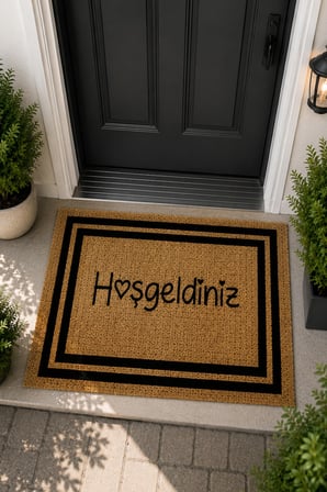 Hoşgeldiniz Desenli Kapı Önü Halı Paspas