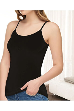 Modal Kadın Ip Askılı Siyah Atlet 3'lü Paket