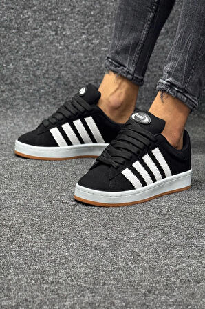 Unisex Bağcıklı Ortopedik Klasik Sneaker Spor Ayakkabı Sadece Siyah-Beyaz