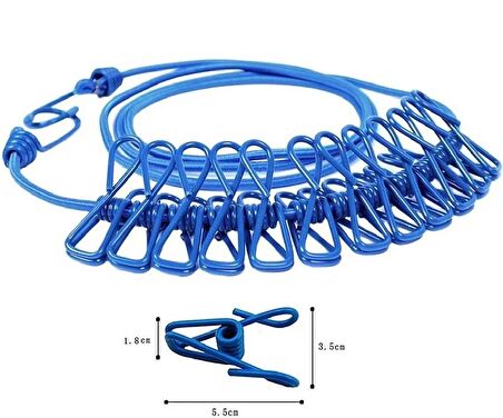 Taşınabilir Fonksiyonel Elastik Mandallı Çamaşır İpi