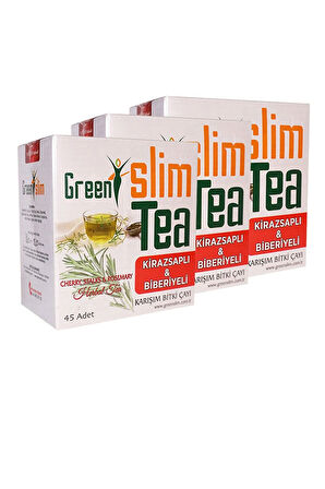 3 Kutu Slim Tea Kiraz Sapı Biberiyeli Tea 45 x 3 Adet Süzen Poşet