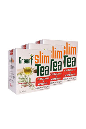 3 Kutu Slim Tea Kiraz Sapı Biberiyeli Tea 45 x 3 Adet Süzen Poşet