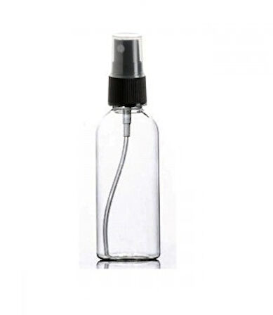 50ml PE şeffaf şişe siyah sprey başlık, 12 adet, dezenfektan şişesi, plastik şişe, medikal şişe, boş şişe, parmak sprey başlık, spreyli şişe