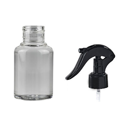 60ml PE şeffaf triger sprey başlıklı şişe, 12 adet, sprey şişesi, triger başlıklı şişe, kozmetik şişe, sanayi tipi şişe, plastik şişe