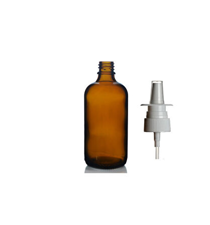 100ml kahverengi cam şişe, Burun spreyi, 12 adet Nazal Spreyli, Ecza şişesi, İlaç Şişesi