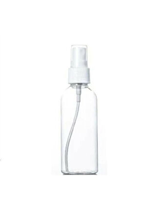 100ml PE şeffaf şişe beyaz sprey başlık, 12 adet, dezenfektan şişesi, plastik şişe, medikal şişe, boş şişe, parmak sprey başlık, spreyli şişe