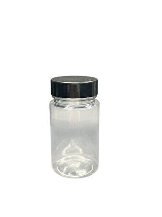 150ml şeffaf  tablet şişesi siyah kapak, 24 adet, tablet şişesi, ecza şişesi, kozmetik şişe
