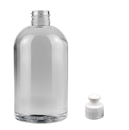 500ml şeffaf şişe puspul kapaklı, 24 adet, puspul kapaklı şişe, deterjan şişesi, plastik şişe, şeffaf şişe, sabun şişesi, duş jeli şişesi