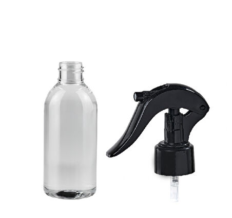 150ml şeffaf plastik triger sprey başlıklı şişe, 12 adet, sprey şişesi, triger başlıklı şişe, kozmetik şişe, sanayi tipi şişe, plastik şişe