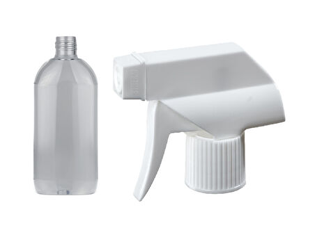 500ml şeffaf plastik triger sprey başlıklı şişe, 24 adet, sprey şişesi, triger başlıklı şişe, kozmetik şişe, sanayi tipi şişe, plastik şişe