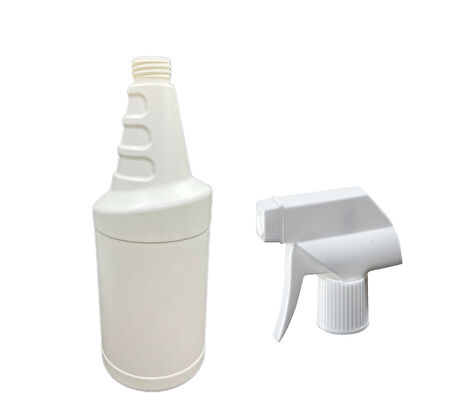 1 lt beyaz plastik triger sprey başlıklı vosvos şişe, 12 adet, sprey şişesi, triger başlıklı şişe, kozmetik şişe, sanayi tipi şişe, plastik şişe