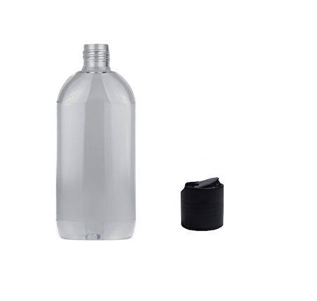 500ml pet şeffaf şişe disctop kapak, 12 adet, dezenfektan şişesi, kozmetik şişe, şampuan şişesi, plastik şişe, aroma şişesi