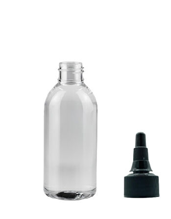100ml şeffaf plastik asansör kapaklı şişe, 24 adet, serum şişesi, tonik şişesi, asansör kapaklı şişe, sos şişesi, medikal şişe 
