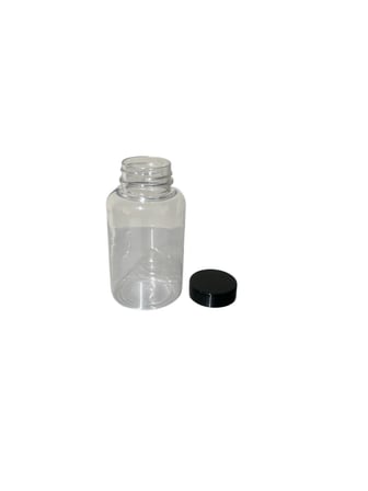 200ml şeffaf  tablet şişesi siyah kapak, 24 adet, tablet şişesi, ecza şişesi, kozmetik şişe