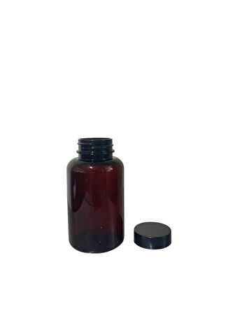 200ml kahverengi tablet şişesi siyah kapak, 50 adet, tablet şişesi, ecza şişesi, kozmetik şişe