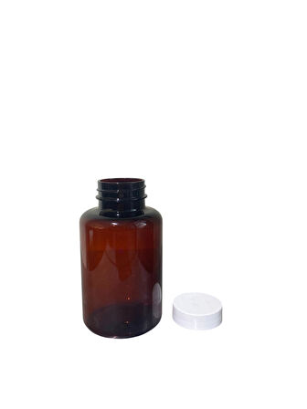 250ml kahverengi tablet şişesi beyaz kapak, 24 adet, tablet şişesi, ecza şişesi, kozmetik şişe