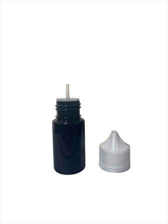 30ml plastik siyah gorilla şişe beyaz kapaklı şişe, 12 adet, plastik şişe, likit şişesi, sıkıma uygun yumuşak şişe, şeffaf şişe 