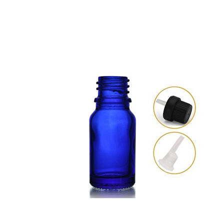 10ml mavi cam içten damlalıklı şişe siyah kapak, 24 adet, damlalıklı şişe, damlatmalı şişe 