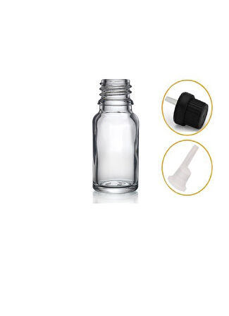 10ml şeffaf cam içten damlalıklı şişe siyah kapak, 24 adet, damlalıklı şişe, damlatmalı şişe 