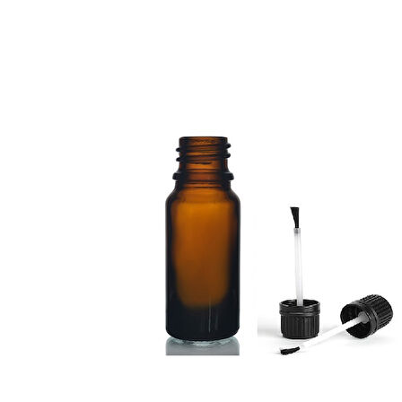20ml kahverengi cam şişe fırça kapaklı, 24 adet, ecza şişesi, kozmetik şişe, yapıştırıcı şişesi, yağ şişesi