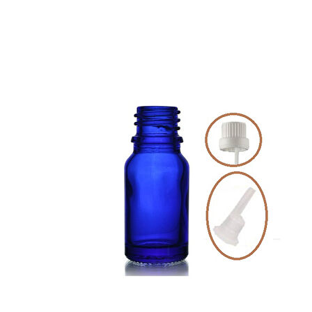 20ml mavi cam içten damlalıklı şişe beyaz kapak, 12 adet, damlalıklı şişe, damlatmalı şişe 